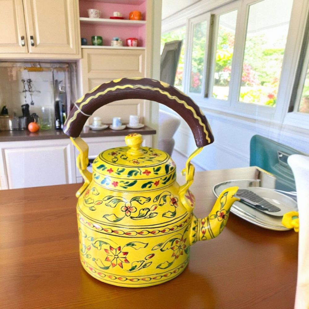 Painted Tea Kettle Designer Chai Ketli (1 L) – Handmade Aluminium Chai Pot for Kitchen, Gifting & Festival Décor