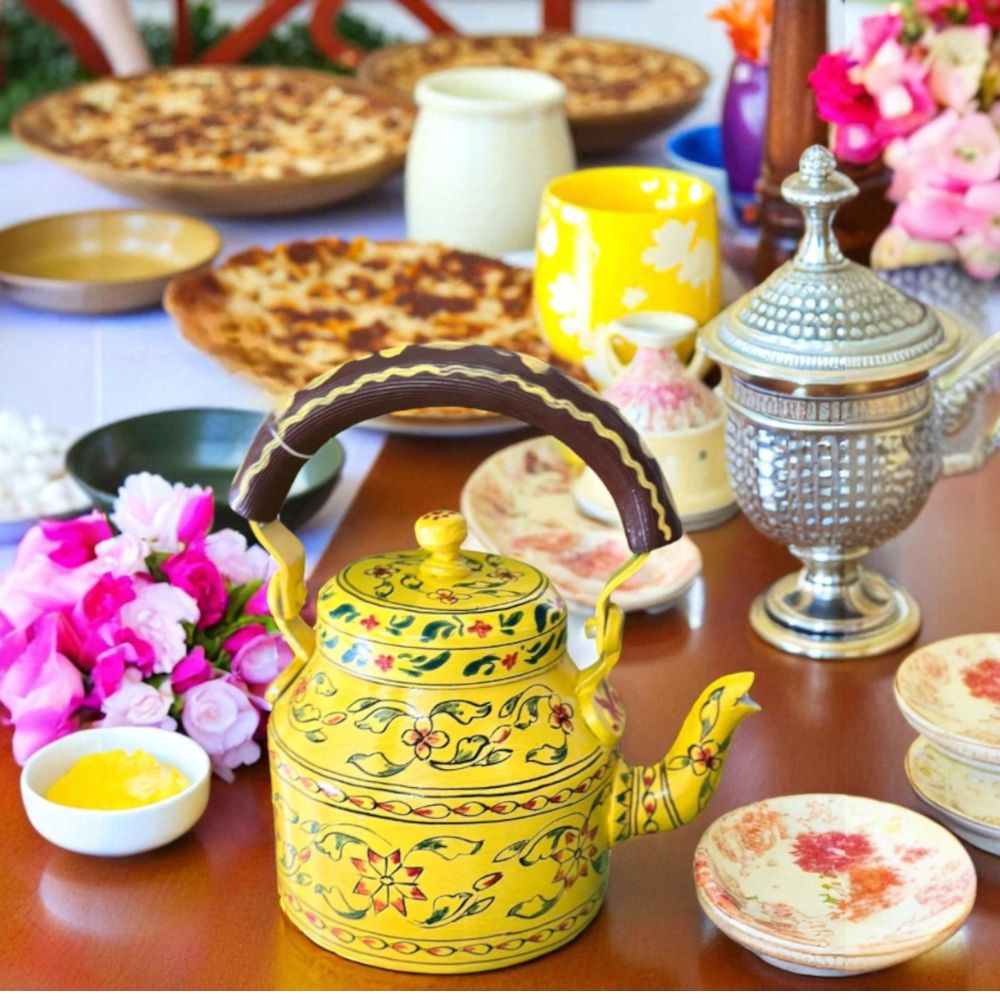 Painted Tea Kettle Designer Chai Ketli (1 L) – Handmade Aluminium Chai Pot for Kitchen, Gifting & Festival Décor - Image 3